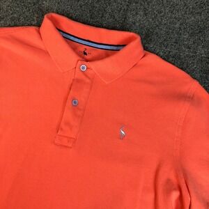 Tailorbyrd Men Orange Flamingo Polo Shirt Size Med Cotton Spandex Short Sleeve